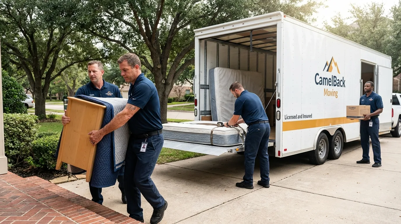 Crew loading residential truck for cross-state move from Guyton, GA