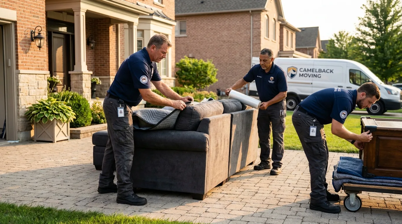 Large estate moving crew wrapping furniture in Guyton, GA